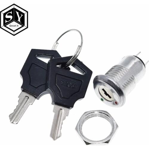 1Pcs 12mm Stainless Steel Electronic Key Switch ON OFF Lock Switch Phone Lock Security Power Switch 12*21mm S1203 2PIN 2 Keys