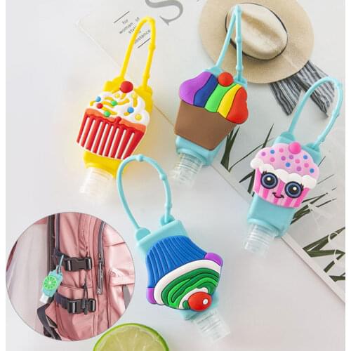 1PC Hand Sanitizer Holder Silicone Case Empty Bottle Keychain Portable Cartoon Travel Carriers Bag Pendant Charms 30ml