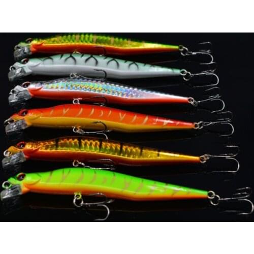 6Pcs New Minnow Fishing Bait 12cm 10g Plastic Hard Lure Artificial False Bait Bass Killer Fishing Tackle