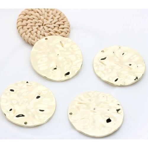 Jewelry Making Accessories Golden Zinc Alloy Metal Distorted Round Coin Shape Charms Pendants 35mm 6pcs/lot For DIY Earrings