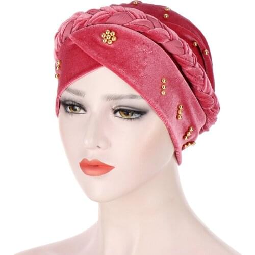 Amazons new scarf hat multicolor beaded Korea cashmere monochrome single braid hat