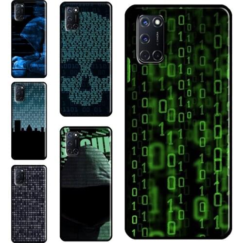 Hacker Binary Matrix Rain Case For OPPO A91 A93 A83 A15 A31 A53 A9 A5 2020 F5 Find X3 Pro A52 A72 A3S A5S Cover Capa