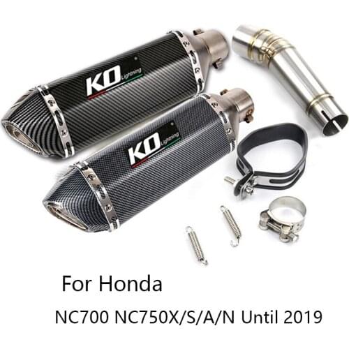 For Honda NC700 NC750X/A/S/N Exhaust Pipe Motorcycle Slip-on Mid Tube 51 mm Mufflers with Removable DB Killer Escape 370 mm