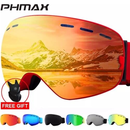 PHMAX Ski Goggles Men Anti-Fog Snowboard Glasses UV400 Double Layers Skiing Mask Goggles Women Winter Outdoor Snow Sunglasses