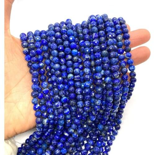 Natural Stone Multi-faceted Round Beads Lazuli Lazuli Round Beads for DIY Bracelets, Necklaces, Earrings, Jewelry Accessories