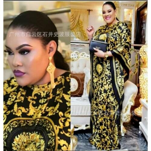 Free Size New Fashion Chiffon Super Size African Loose Long Dashiki Traditional Party Dress For Lady