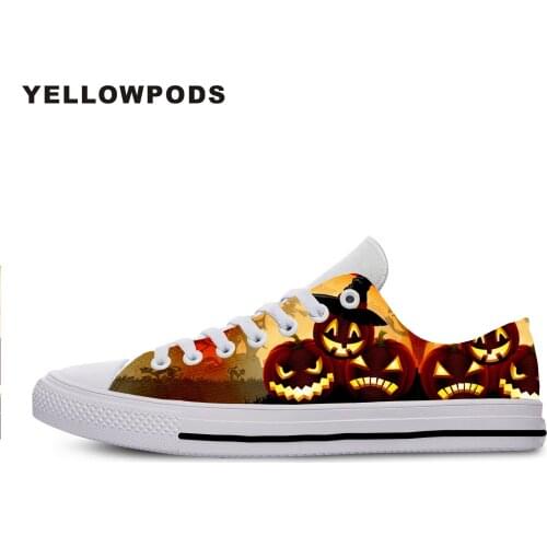Mens Casual Shoes Fashion Happy Halloween Pumpkin Lantern Print Customized Print Picture Canvas Light Couples Shoes