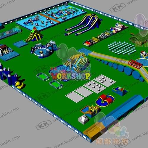 Custom Attractive Inflatable Commercial Popular PVC Tarpaulin Inflatable Water Slide Park with Bracket pool