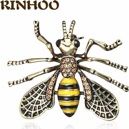 Insect Bee Brooches Pins Crystal Rhinestone Enamel Pins Insect Brooch Hat Scarf Collar Cuff Bouquet Brooch Jewelry Gift For Girl