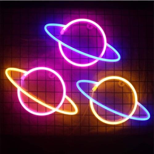 Creative Planet Led Neon Light Battery USB Powered Christmas Wall Hanging Neon Lamp Party Childrens Room Decoration Night Light
