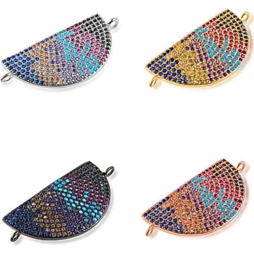 NEW geometric fan-shaped pendant necklace connector jewelry accessories diy miniature precision inlay zircon bracelet gift