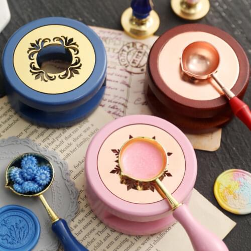 Retro Sealing Wax Furnace Stove Pot Wood Handle Sealing Wax Spoon for Wax Sealing Decorative Wax Stamp Craft Gift