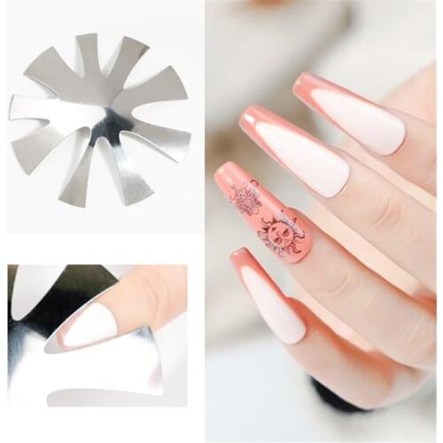 Pro Easy French Smile Cut Edge Almond Shape Trimmer 9 Sizes V Line Manicure Cutter Acrylic Nail Pink White French Nails Tips