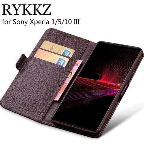 For Sony Xperia 1 5 10 III Luxury Wallet Genuine Leather Case Stand Flip Card For Xperia 1 Hold Phone Book Protective Cover Bags
