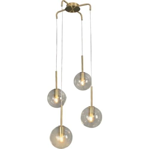 Nordic Restaurant Four Glass Pendant Lights LED Luxury Gold Pendant Lamps Living Room Dining Room Table Study Holder Lighting