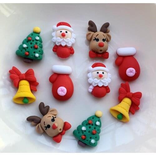 Mixed loading 20pcs resin Coloured drawing cute christmas series Flat back stone Scrapbook DIY Christmas ornaments craft