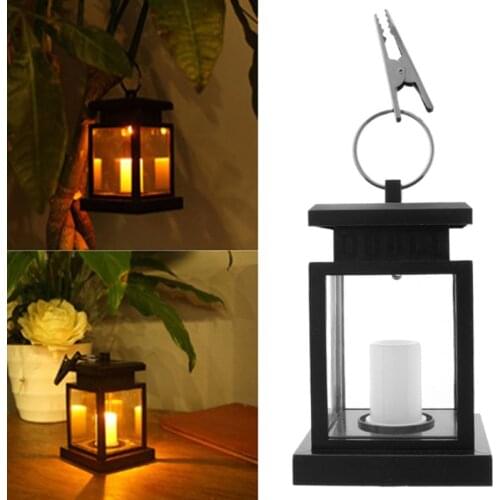 Solar Powered LED Candle Light Table Lantern Hanging Lawn Lamp For Garden Outdoor