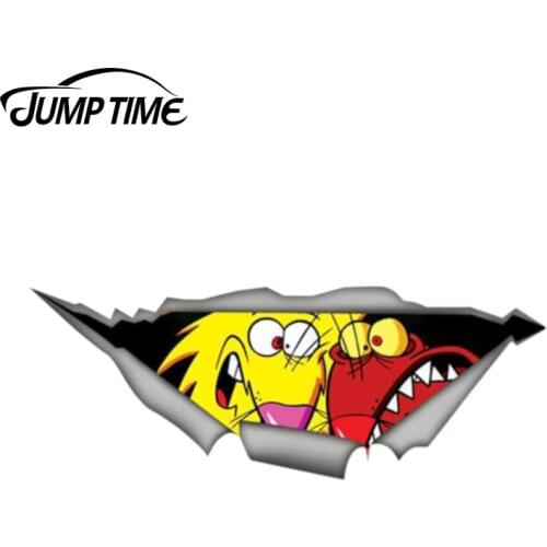 Jump Time 13cm x4.8cm 3D Angry beavers Car Sticker Animal Car Decoration Torn Metal Decal Bumper Windows Reflective Car Styling