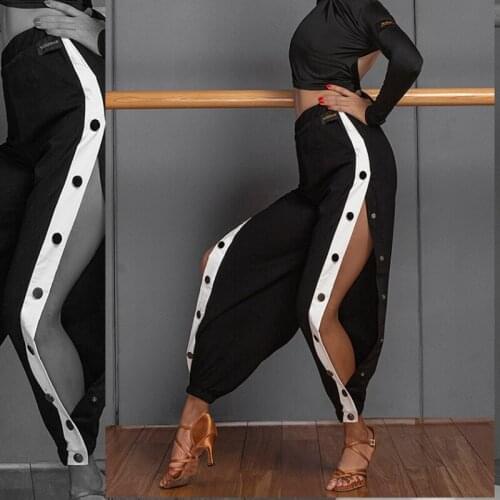 Latin Dance Pants Women Sexy Split High Waist Trousers Clothes Cha Cha Samba Tango Salsa Ladies Practice Clothing