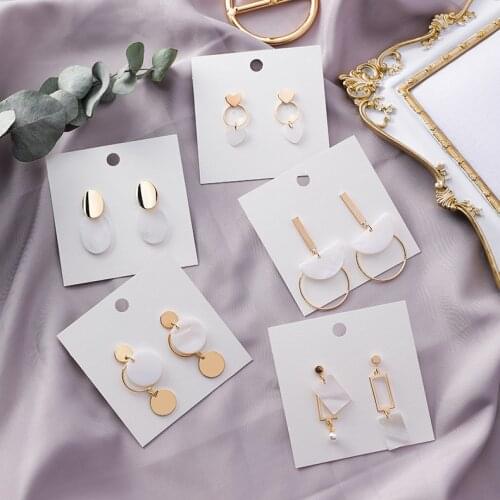 2019 New Fashion Drop Earrings Geometric Oval Heart Square Shell Dangle Earrings For Women Hollow Metal Circle Oorbellen