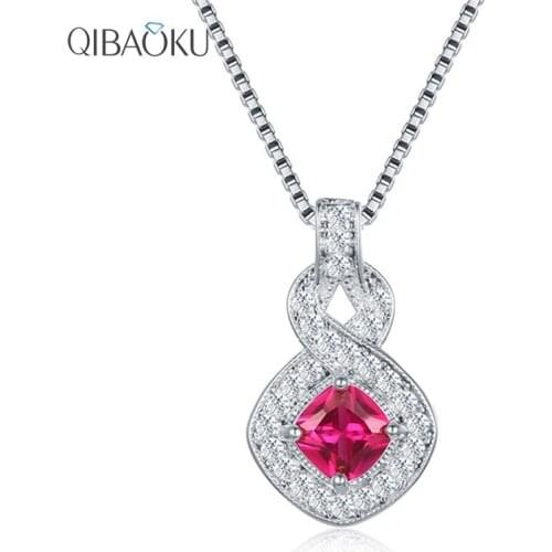 Sterling Silver 925 Pendant Necklace Fashion Red Jade Stone Ruby Jewelry for Women Necklaces Luxury Jewelry Gift