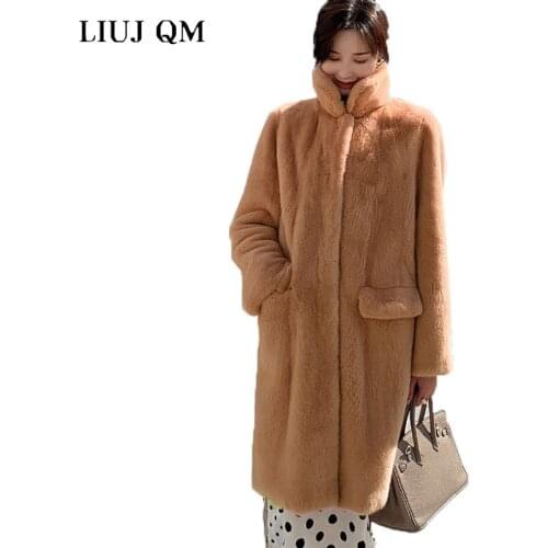 Winter Faux Mink Fur Coat Women Winter Long Coat 2021 Female Thick Warm Faux Fur Jacket Parkas Ladies Loose Plush Coat Oversized