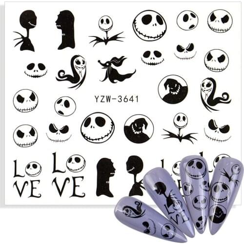 1pcs Spider Web Nail Water Stickers 3D Ghost Skull Pumpkin Transfer Foil DIY Manicure Slider Nail Art Decoration Watermark Decal