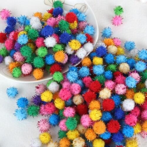 10/15/20/25/30mm Mix Color Glitter Tinsel Pom Pom DIY Doll Craft Sparkly Pompom Balls Wedding Christmas Scrapbook Decoration 20g