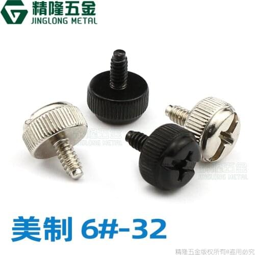 10Pcs 6-32*7.5 American Standard Thumb Screw Thread Teeth Computer PC Case Toolless Adjustment Screw Nickel Plated