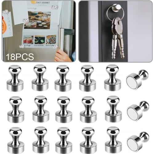 18pcs School Strong Small Cones Rustproof For Refrigerator Home Office White Board Durable Magnetic Push Pin Thumbtack Portable
