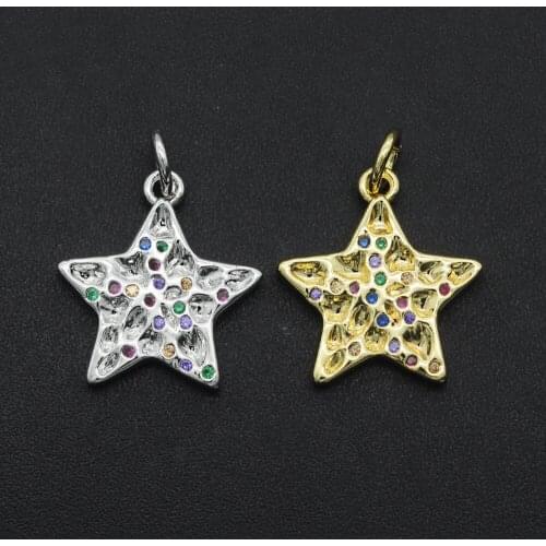 19x14mm 100% CZ Zircon DIY Jewelry Star Charm Pendant Wholesale Bracelet Making Charm Fashion Jewellery Pendants Top Quality