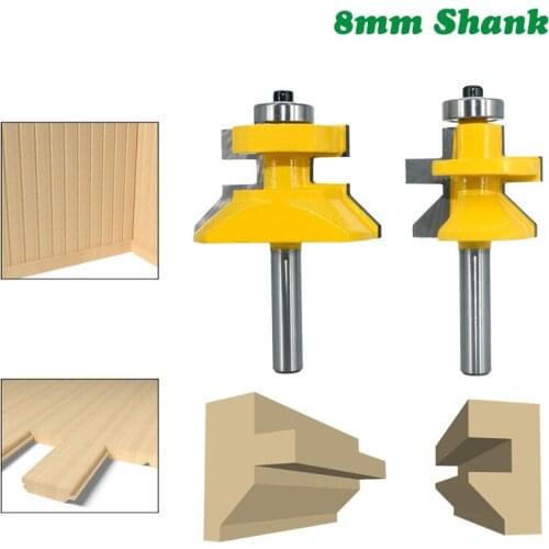 2pcs 8mm Shank 120 Degree Router Bit Set Woodworking Groove Cutters Tungsten Alloy Wood Tenon Milling Cutter Bits Tools