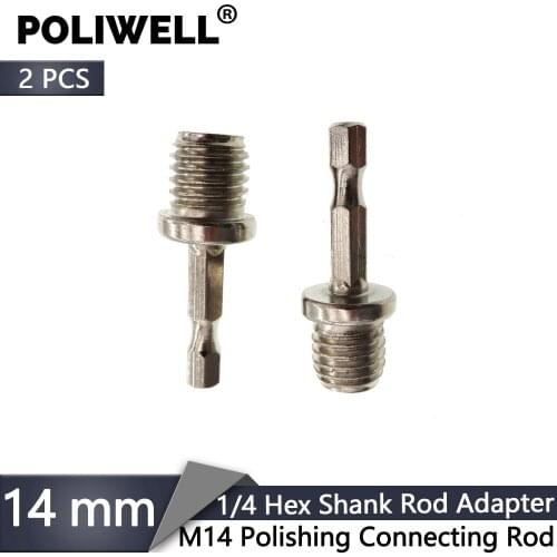 2PCS 14mm 1/4 Hex Shank Rod Adapter Drill Chuck M14 Polishing Disc Connection Hexagon Connecting Rod