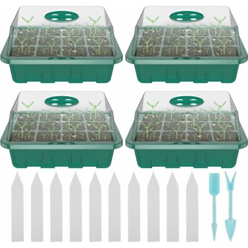 4pcs 12 Cell Seed Trays Set Seedling Starter Cells Germination Plant Pots Grow Box Garden Nursery Grow Pots