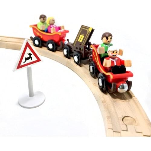 9pcs/set Christmas wooden magnetic train compatible with wooden rail car train Santa trolley children early education puzzle toy