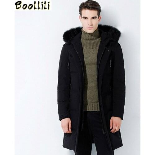 Boollili Winter Jacket Men Casual Duck Down Jacket Fox Fur Collar Warm Parka Men Down Coats Overcoat Abrigo Hombre