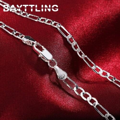 BAYTTLING 925 Sterling Silver 16/18/20/22/24/26/28/30 Inch 4MM Link Chain Necklace For Woman Man Fashion Gift Wedding Jewelry