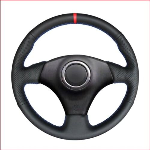 Black Artificial Leather Red Marker Steering Wheel Cover for Toyota RAV4 Celica Matrix MR2 Supra Voltz Caldina MR-S Corolla