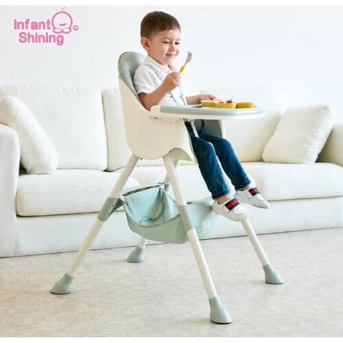 Infant Shining Kids Highchair Feeding Dining Chair Double Tables Macaron Multi-function Height-adjust Portable with Storage Bag