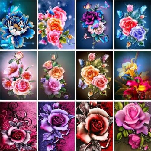 EverShine Diamond Painting 5D Rose Picture Of Rhinestones Full Drill Diamond Embroidery Flowers Home Decor Cross Stitch Kits