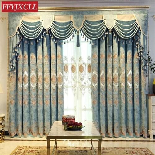 European and American Luxury High-quality Elegant Chenille Embroidered Blackout Curtains for Bedroom with Living Room Windows