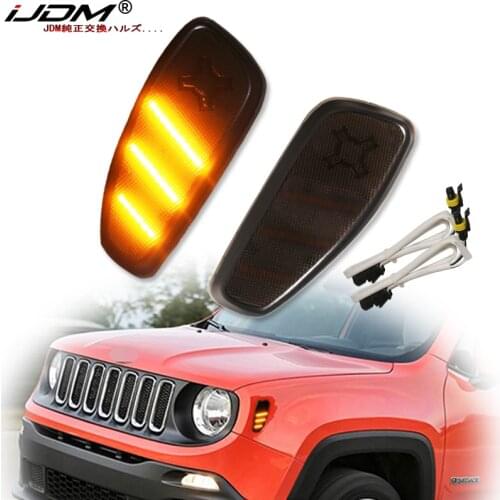 IJDM Smoked Lens Amber LED Bulb Front Side Marker Light Kit For 2015-up Jeep Renegade, Replace OEM Amber Sidemarker Lamps 12V