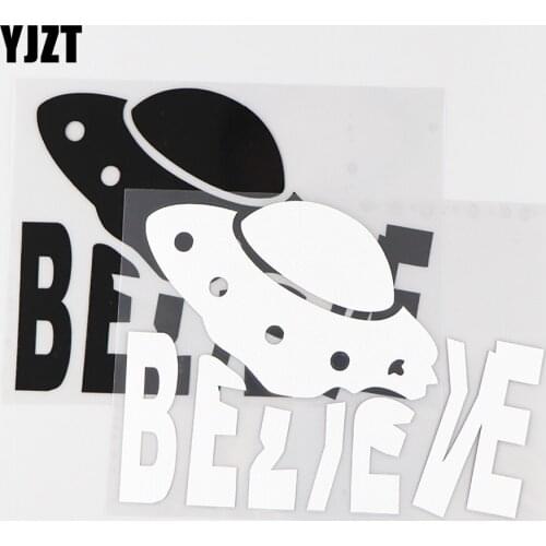 YJZT 15X11CM Personalized car stickers Believe Ufo Car Window Decor Vinyl Decals Black / Silver 10A-0228
