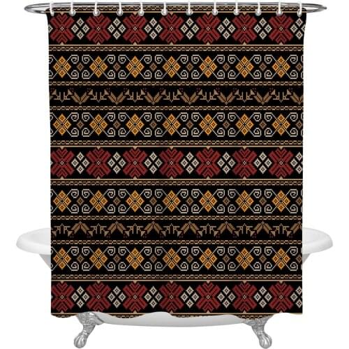 Indian Tribal Style Shower Curtain Waterproof Polyester Fabric Shower Curtains Home Decoration Curtain with Hook