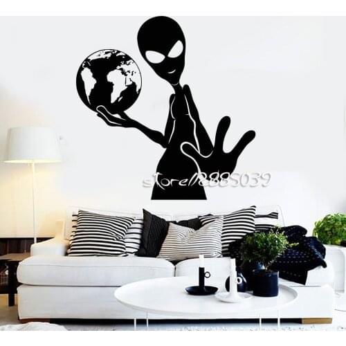 Alien Earth Vinyl Wall Stickers Decor Teen Room Humanoid Wall Decals Creative Interior Design Hot Selling Wallpaper Murals SA882