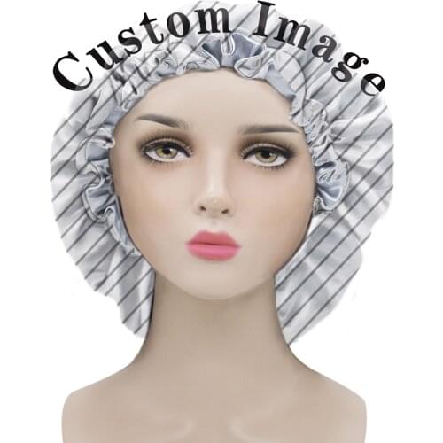 Jackherelook Custom Image Design Women Satin Night Sleep Cap Hair Bonnet Hat Head Cover Adjustable Nightcap Bath Spa Bonnet 2021