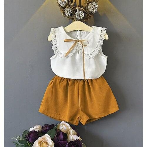 Summer Baby Girls Clothing Suit Fashion Princess Lovely Cute Sleeveless Tops+Pants 2Pcs Kids Girls Clothing Kids Girls Clothes