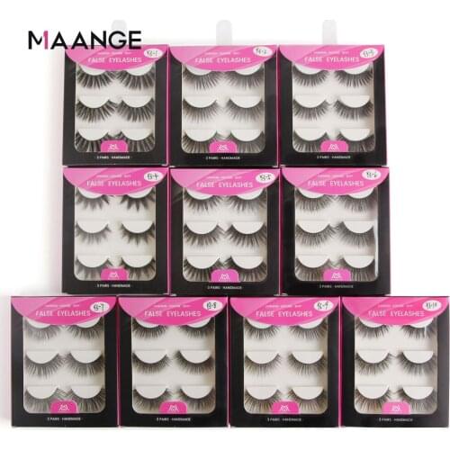 MAANGE 3 pairs 3D Mink Hair False Eyelashes Natural Long Eyelashes Crisscross Full Strip Lashes Handmade Eyelashe Makeup