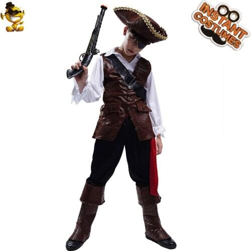 Boy Deluxe Pirate Costume Cosplay Kids Halloween Cosplay Pirates Costume Christmas Family Party Fancy Dress
