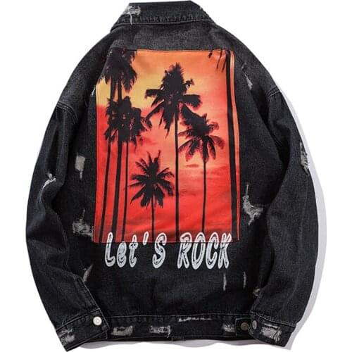 Retro denim jacket mens 2020 spring and autumn jacket hip-hop style torn old jeans casual jacket mens streetwear